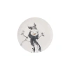 Storied Home Round Stoneware Serving Platter With Snowman And Birds Image, Black, White And Orange C In Black