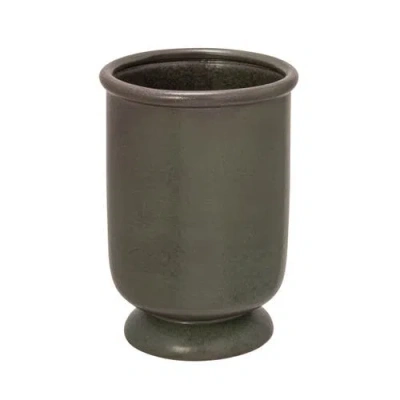 Storied Home Round Stoneware Vase And Reactive Glaze, Green