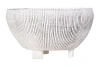 Storied Home Round Terra-cotta Footed Planter With Textured Stripes, Grey In White