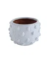 Storied Home Round Terra-cotta Planter With Raised Dots, White Glaze In White