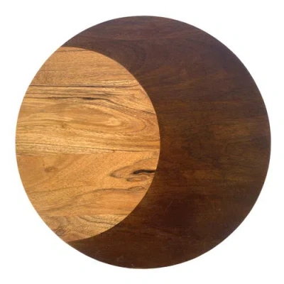 Storied Home Round Two-tone Wood Cheese And Cutting Board In Brown