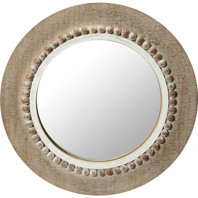 Storied Home Round Wood Framed Wall Mirror, Natural In Brown