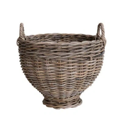 Storied Home Round Woven Rattan Footed Basket Storage, Natural In Brown