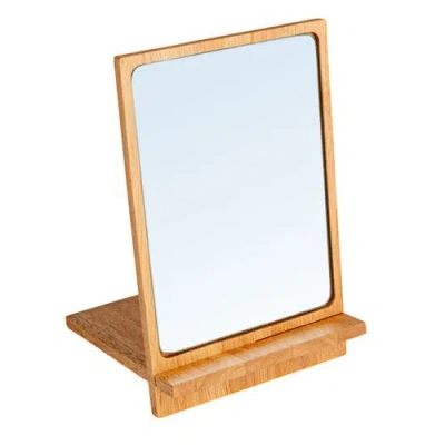 Storied Home Rubberwood Reflections Desk Mirror In Brown