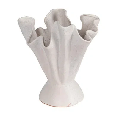 Storied Home Ruffled Vase In Neutral