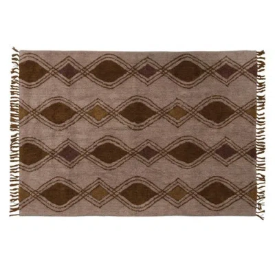 Storied Home Rug With Fringe In Brown