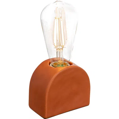Storied Home Scandinavian Terracotta Exposed Bulb Table Lamp In Orange