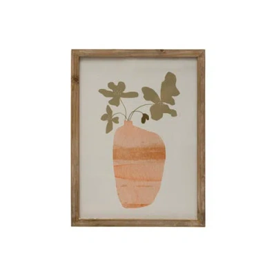 Storied Home Scandinavian Wood Framed Flowers In Orange