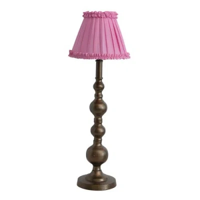 Storied Home Sculptural Metal Table Lamp With Pleated Shade In Pink