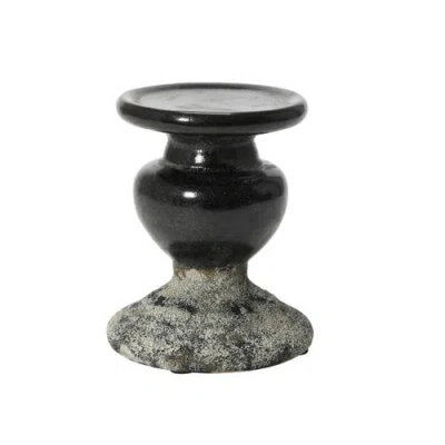 Storied Home Sculptural Pillar Candle Holder In Black