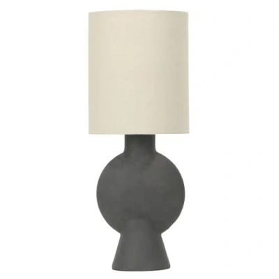 Storied Home Sculptural Terracotta Table Lamp With Linen Shade In Gray
