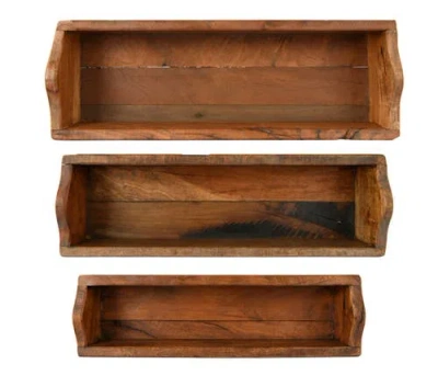 Storied Home Set Of 3 Found Wood Boxes In Brown