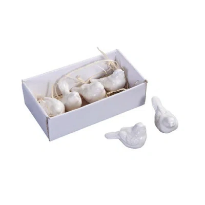 Storied Home Set Of 6 White Ceramic Birds