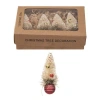Storied Home Sisal Bottle Brush Tree Ornaments With Beads, Glass Ball Base And Glitter, Red And Crea In Multi