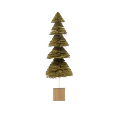 Storied Home Sisal Bottle Brush Tree With Wood Base In Green