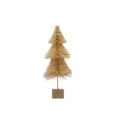 Storied Home Sisal Bottle Brush Tree With Wood Base In Brown