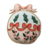 Storied Home Slub Printed Ornament Shaped Pillow With Embroidery, Pom Poms, Holly, Bows, Beads, And  In Multi