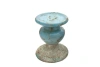 Storied Home Small Distressed Round Terra-cotta Pillar Candleholder, Blue In Blue