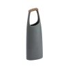 Storied Home Small Stoneware Vase With Rattan Wrapped Top Handle, Grey In Gray