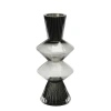 Storied Home Smoke Glass Fluted Vase With Curved Triangles, Black And Clear In Black