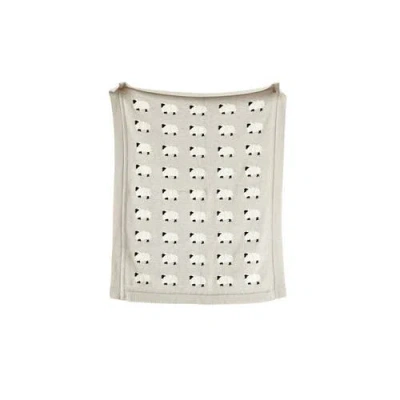 Storied Home Soft Cotton Knit Blanket With Decorative Sheep Design, Grey In Silver