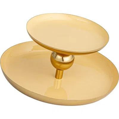 Storied Home Soleil Enameled Metal 2-tier Tray In Gold