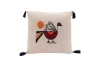 Storied Home Square Cotton Pillow With Embroidered Peacock, Orange Sun & Corner Tassels In Neutral