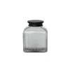 Storied Home Large Square Glass Jar With Lid In Transparent