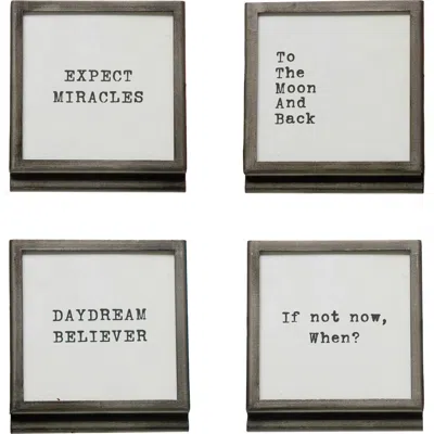 Storied Home Square Metal & Glass Frame With Easel & Saying, 4 Styles In Multi