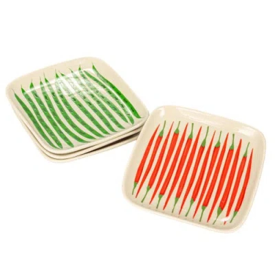 Storied Home Square Plate With 4 Vegetable Styles In Multi