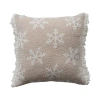 Storied Home Square Woven Fabric Jacquard Two-sided Pillow With Snowflake Pattern And Fringe, Beige  In Neutral
