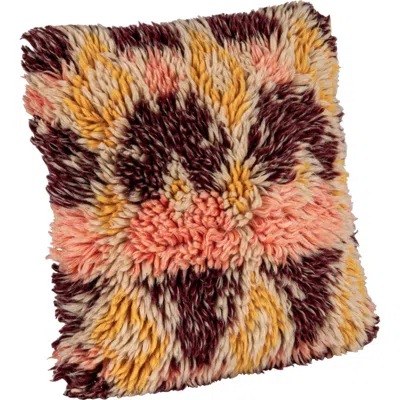 Storied Home Square Woven New Zealand Wool Shag Pillow With Cotton Back In Multi