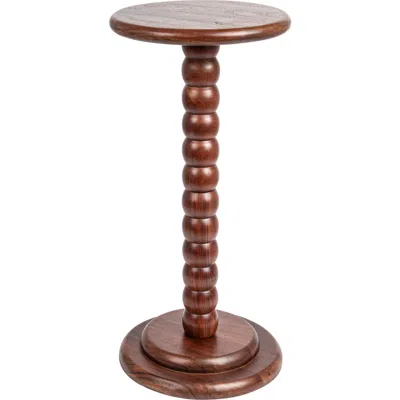 Storied Home Stacked Pedestal Cocktail Side Table, Dark Chestnut In Brown