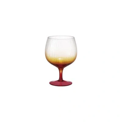 Storied Home Stemmed Fluted Goblet In Orange