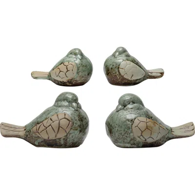 Storied Home Stoneware Bird Figurine In Green