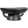 Storied Home Stoneware Bowl With Handle And Base, Black Reactive Glaze In Black