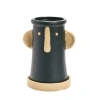 Storied Home Stoneware Face Planter With Saucer In Black