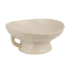 Storied Home Stoneware Footed Pedestal Bowl With Handles, Reactive Glaze, White In White