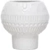 Storied Home Stoneware Footed Planter With Face In White