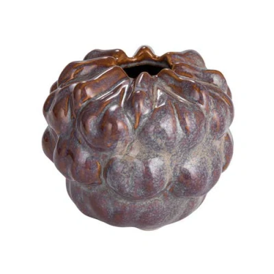 Storied Home Stoneware Formed Decorative Vase With Reactive Glaze, Blue And Brown