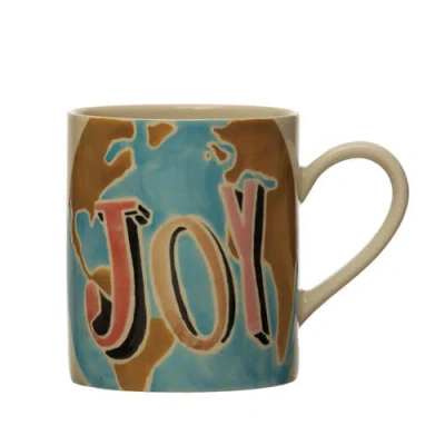 Storied Home Stoneware Mug With Wax Relief Word, Multicolor