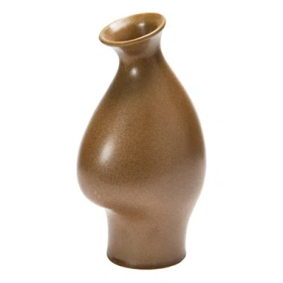 Storied Home Stoneware Organic Shaped Vase, Speckled Reactive Glaze In Brown
