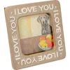 Storied Home Stoneware Photo Frame "i Love You", Beige In Neutral