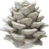 Storied Home Stoneware Pinecone Shaped Taper Holder, Reactive Glaze, Cream Color In White