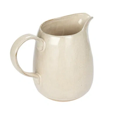 Storied Home Stoneware Pitcher With Reactive Glaze And Speckles, Cream In White