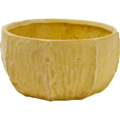 Storied Home Stoneware Planter With Organically Shaped Detail In Yellow