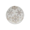 Storied Home Stoneware Plate With Gold Electroplated Snowflakes, White And Gold In White