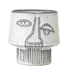 Storied Home Stoneware Vase With Abstract Face Design In White