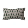 Storied Home Stonewashed Cotton Printed Lumbar Pillow With Christmas Tree Pattern, Natural, Green An In Green