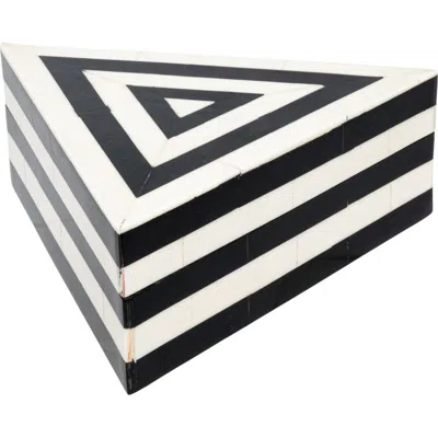 Storied Home Striped Reclaimed Wood And Resin Triangular Box In Black